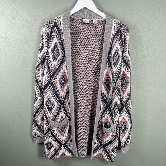 Roxy  Knit Sweater Cardigan Aztec Tribal Boho Open Drape Size XS - Picture 1 of 10